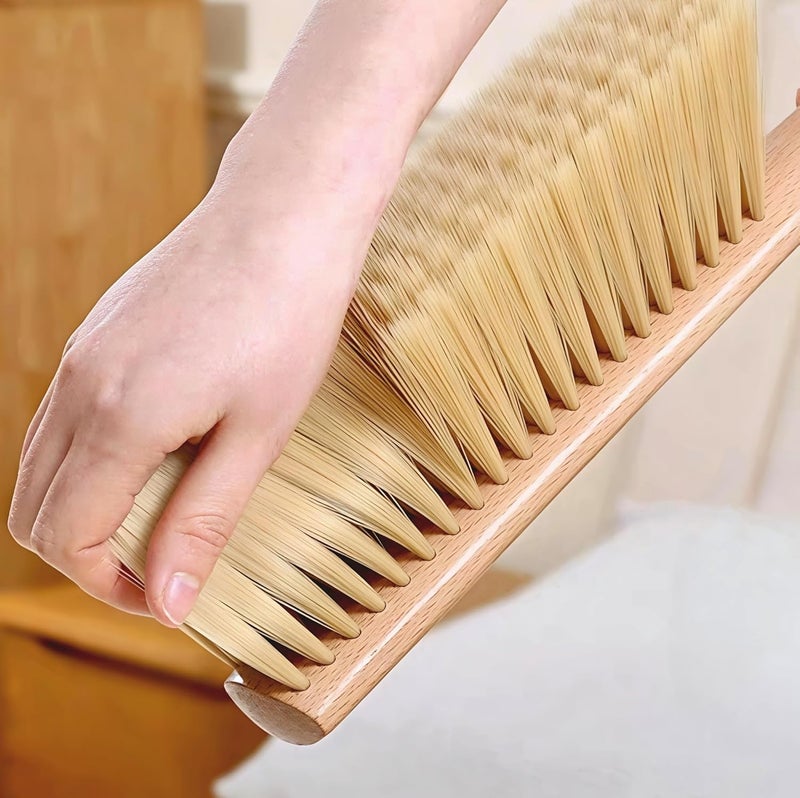OAKART Hand Brush Soft Bristles Wooden Handle Small Hand Sweeper Brush 14 Inch Long (2pcs Yellow) - Image 4